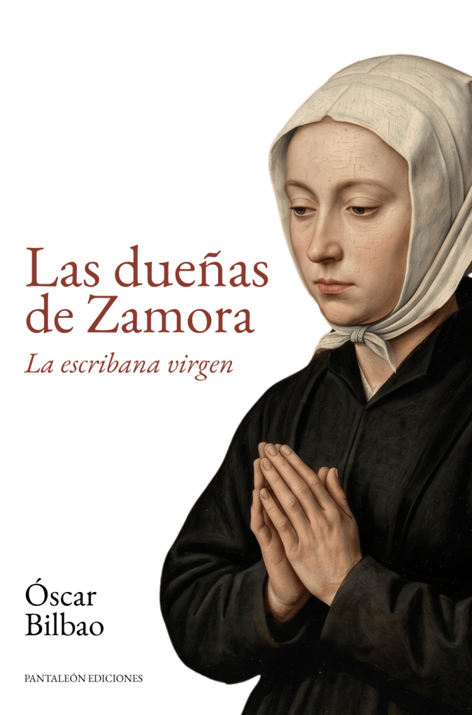 Cubierta de «Las dueñas de Zamora», con un retrato al óleo de estilo medieval sobre fondo oscuro.